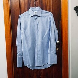 Charles Tyrwhitt Blue Dress Shirt w/ spread collar & French cuffs (15.5/34)